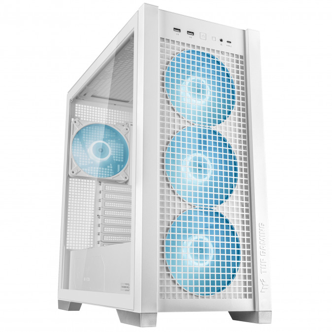 Asus TUF Gaming GT302 TG ARGB WHITE táp nélküli ablakos Mid Tower számítógépház fehér PC