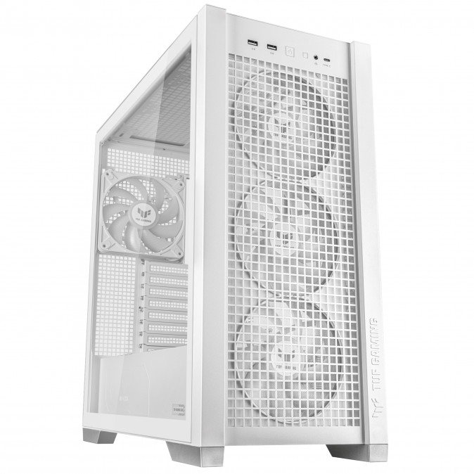 Asus TUF Gaming GT302 TG ARGB WHITE táp nélküli ablakos Mid Tower számítógépház fehér PC