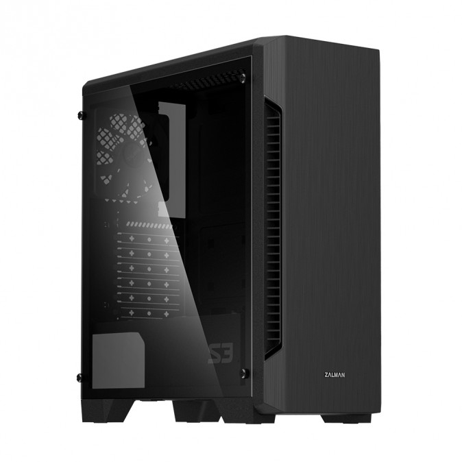 Zalman S3 TG táp nélküli ablakos Mid Tower számítógépház fekete PC