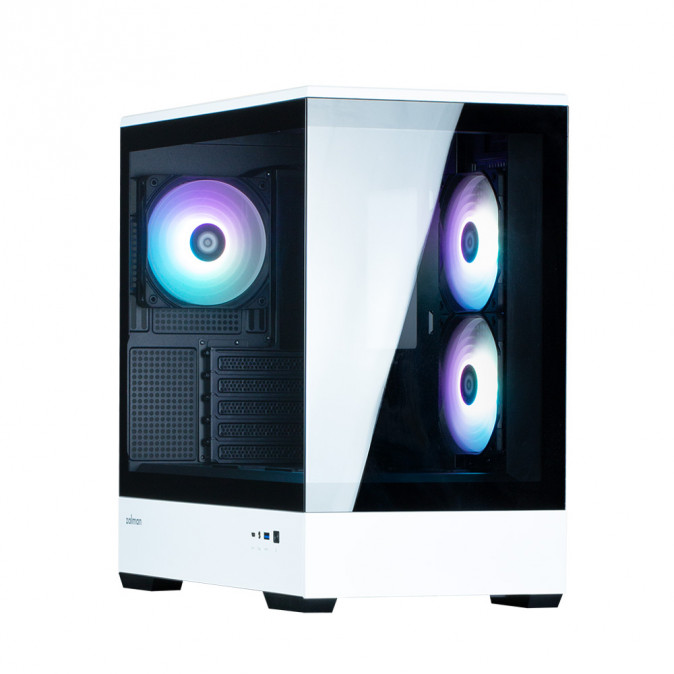 Zalman P30 BW táp nélküli ablakos MT Mini Tower számítógépház fekete-fehér PC