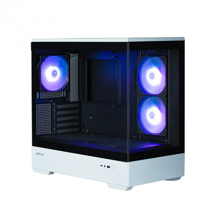 Zalman P30 BW táp nélküli ablakos MT Mini Tower számítógépház fekete-fehér PC