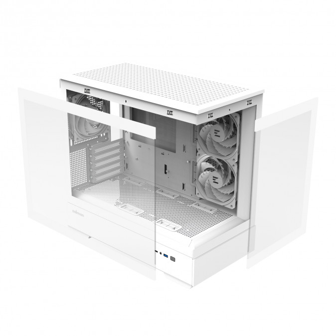 Zalman P30 WHITE V2 táp nélküli ablakos MT Mini Tower számítógépház fehér PC