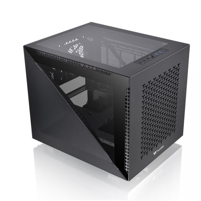 Thermaltake Divider 200 TG Air táp nélküli ablakos MT Mini Tower számítógépház fekete PC