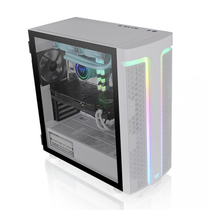 Thermaltake H590 TG ARGB Snow táp nélküli ablakos Mid Tower számítógépház fehér PC