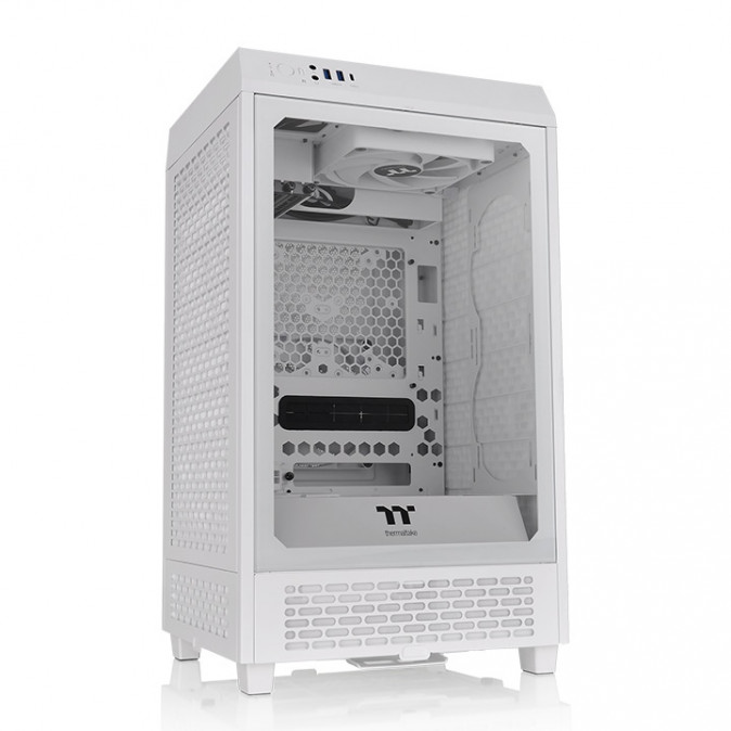 Thermaltake The Tower 200 Snow táp nélküli ablakos MT Mini Tower számítógépház fehér PC
