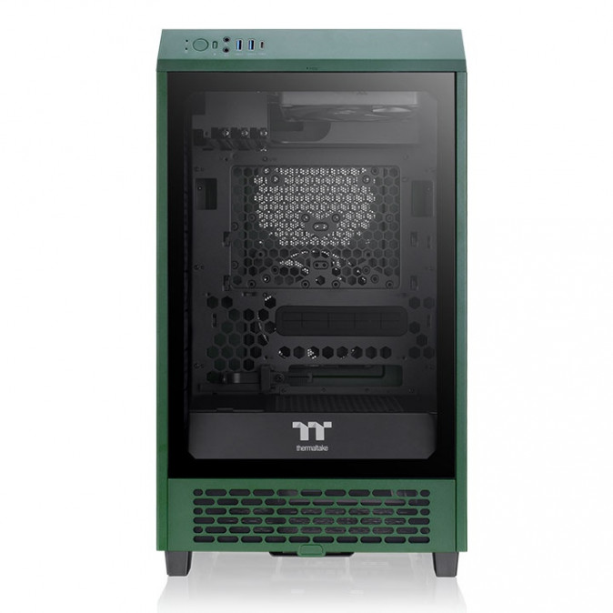 Thermaltake The Tower 200 Racing Green táp nélküli ablakos MT Mini Tower számítógépház PC