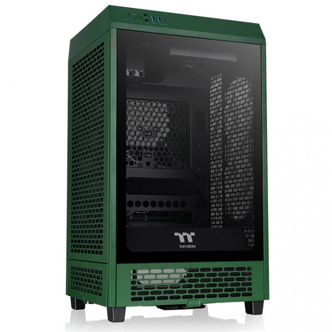 Thermaltake The Tower 200 Racing Green táp nélküli ablakos MT Mini Tower számítógépház PC