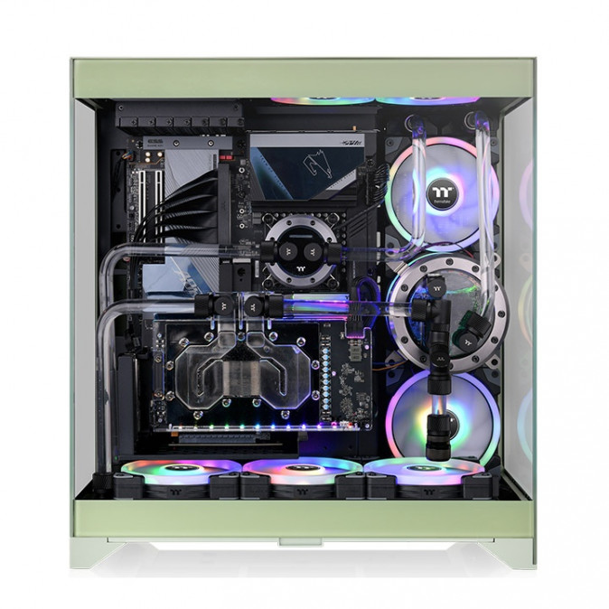 Thermaltake CTE E550 TG Matcha Green táp nélküli Mid Tower számítógépház zöld PC