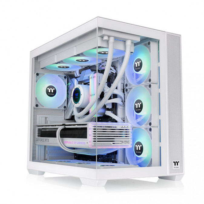 Thermaltake View 380 TG ARGB Snow táp nélküli ablakos Mid Tower számítógépház fehér PC