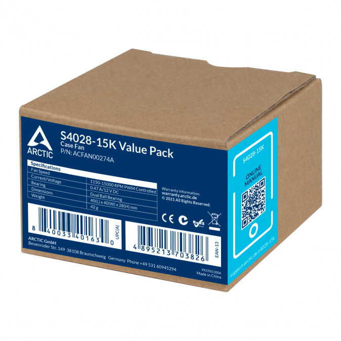 Arctic S4028-15K 40mm Server Fan (5db/cs) PC
