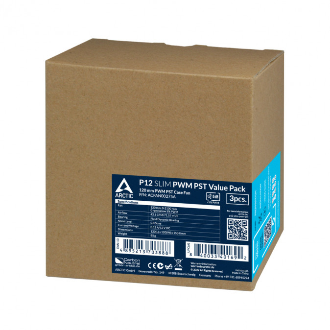 Arctic P12 Slim PWM PST (3db/cs) PC