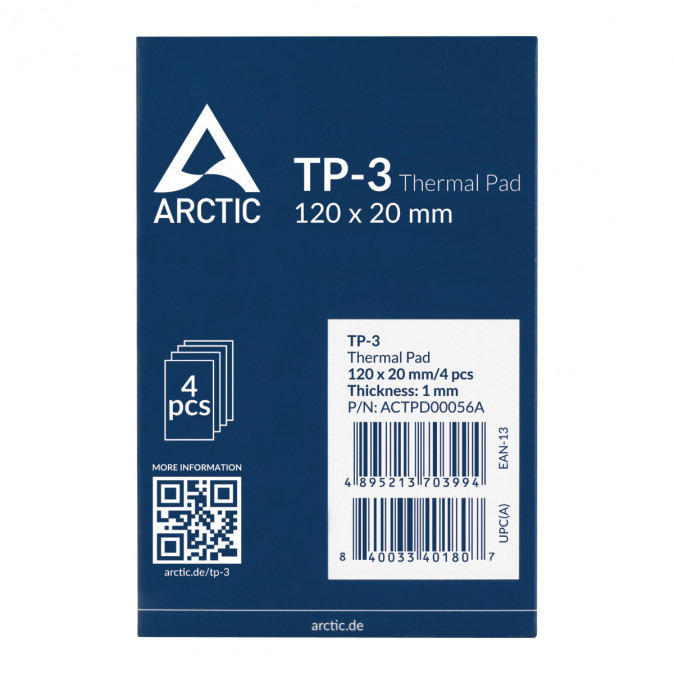 Arctic TP-3 120x20x1mm Hővezető lap (4lap/csomag) PC