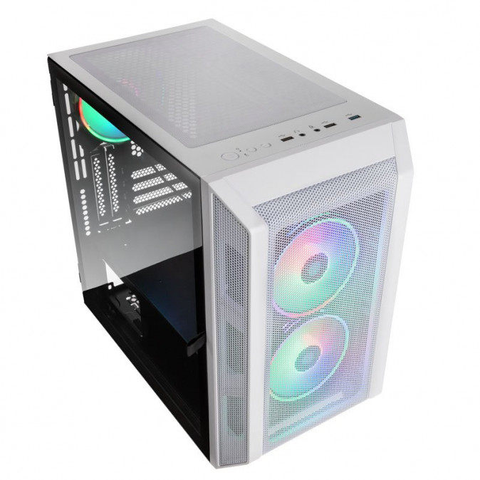 Számítógépház Kolink Citadel Mesh RGB mATX Edzett üveg Fehér PC