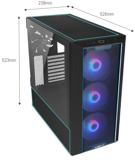 Számítógépház Lian Li LANCOOL III Mesh RGB ATX Fekete Edzett üveg PC