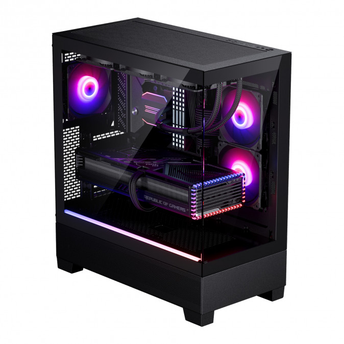 Számítógépház Phanteks XT View edzett üveg, D-RGB, Fekete PC