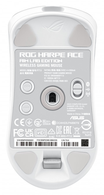 ASUS ROG Harpe Ace Aim Lab vezeték nélküli gamer egér - Fehér (90MP02W0-BMUA10) PC