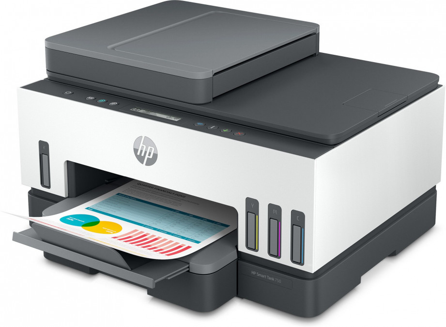 HP Tintasugaras MFP NY/M/S  Smart Tank 750 tintatartályos multifunkciós nyomtató, USB/Wlan A4 15lap/perc(ISO), ADF PC