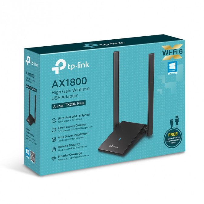 TP-LINK Wireless Adapter USB Dual Band AX1800, ARCHER TX20U PLUS PC