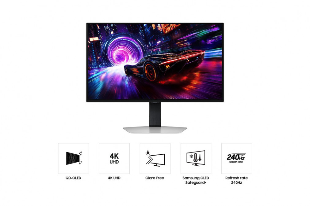 SAMSUNG Gaming 240Hz OLED monitor 32" G8, 3840x2160, 16:9, 260cd/m2, 0.03ms, HDMI/DisplayPort/USB,Pivot PC