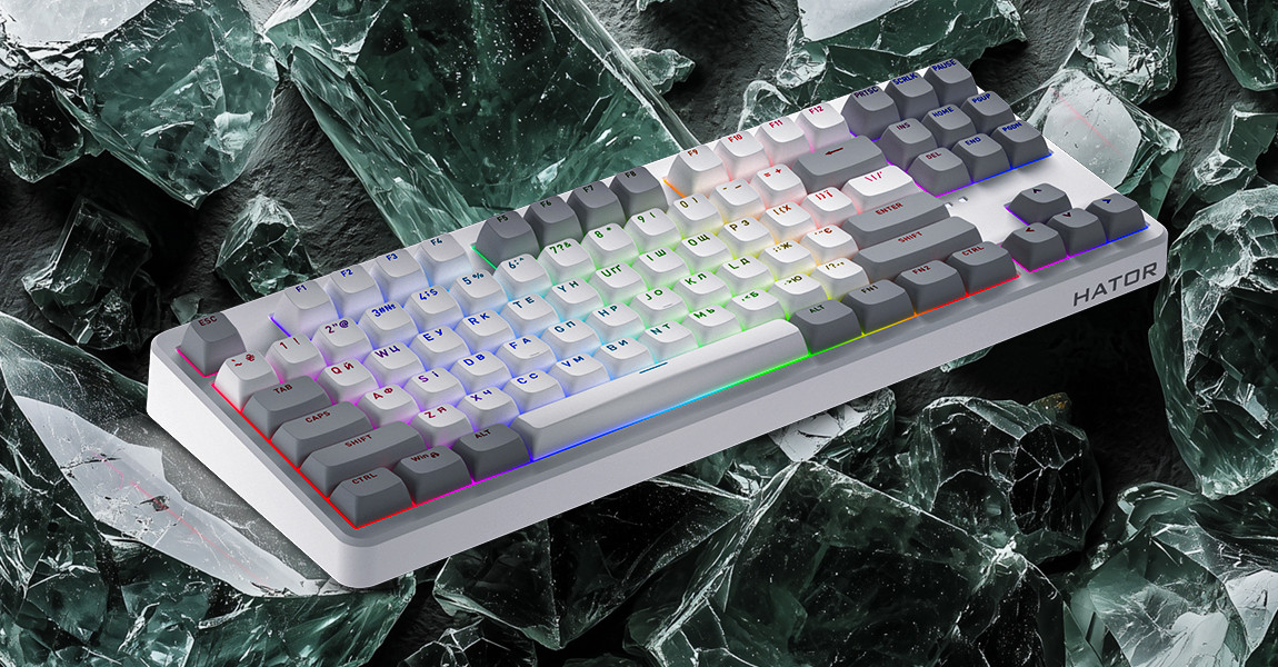 HATOR Rockfall 3 TKL vezeték nélküli billentyűzet - US ANSI kiosztás - Fekete (HTK850) PC