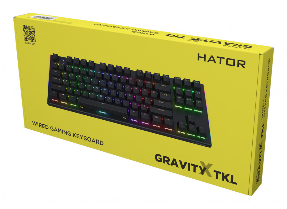 HATOR Gravity X TKL Orange switch billentyűzet - US ANSI kiosztás - Fekete (HTK550) PC