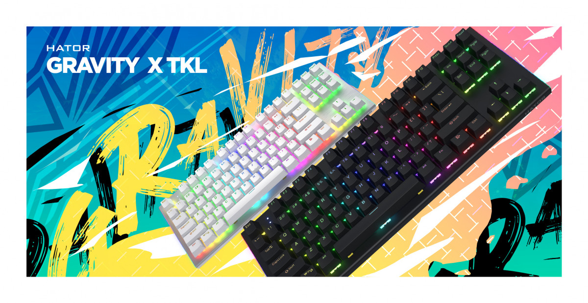 HATOR Gravity X TKL Orange switch billentyűzet - US ANSI kiosztás - Fekete (HTK550) PC