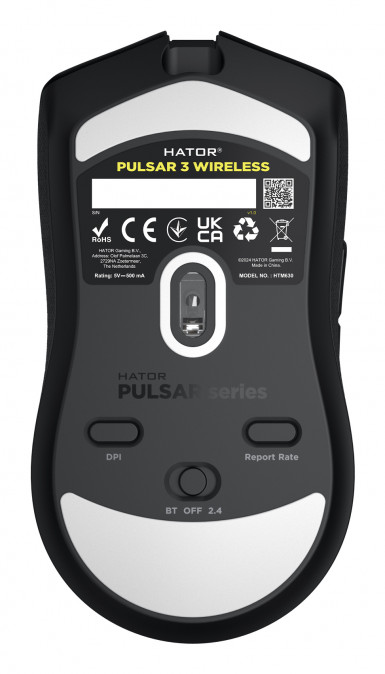 HATOR Pulsar 3 vezeték nélküli 12000 DPI gamer egér - Fekete (HTM630) PC