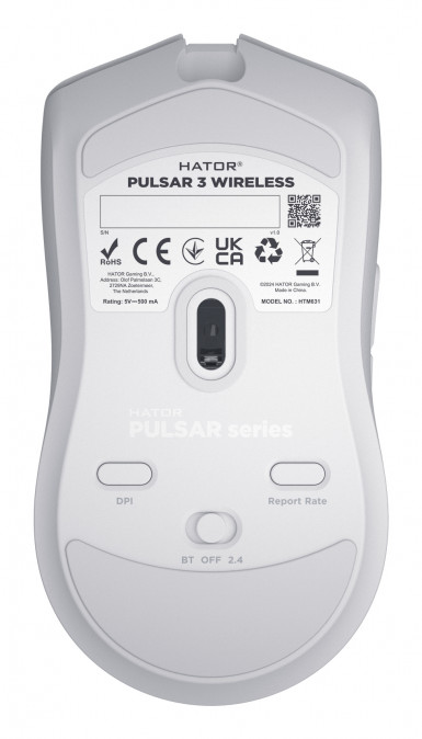 HATOR Pulsar 3 vezeték nélküli 12000 DPI gamer egér - Fehér (HTM631) PC