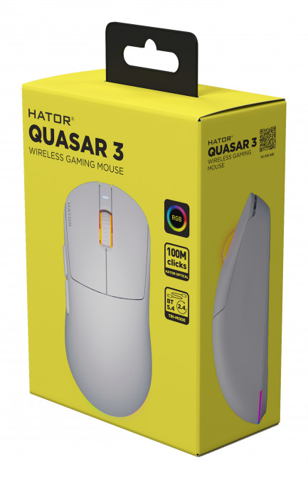 HATOR Quasar 3 vezeték nélküli 12000 DPI gamer egér - Fehér (HTM731) PC