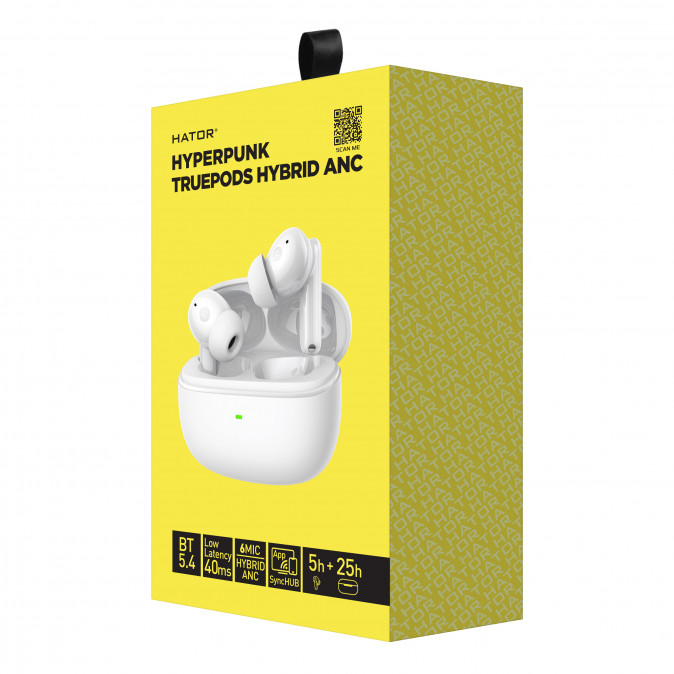HATOR Hyperpunk Truepods Hybrid ANC vezeték nélküli gamer fülhallgató - Fehér (HTA432) Mobil
