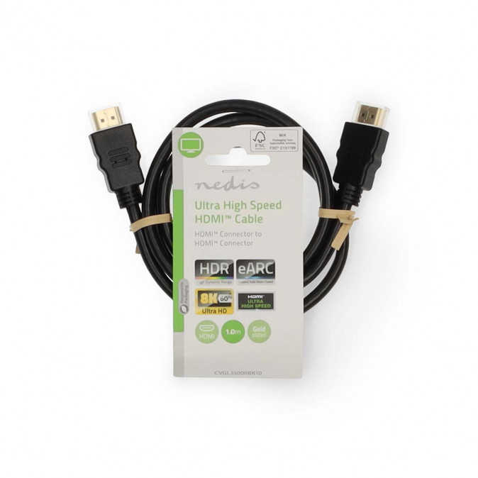 Nedis CVGL35000BK10 ultra HDMI 2.1 kábel, 8K@60Hz | 48 Gbps | 1 m PC
