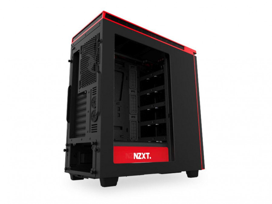 NZXT H440 Mid Tower Fekete-Vörös (Táp nélküli) ablakos ATX ház PC