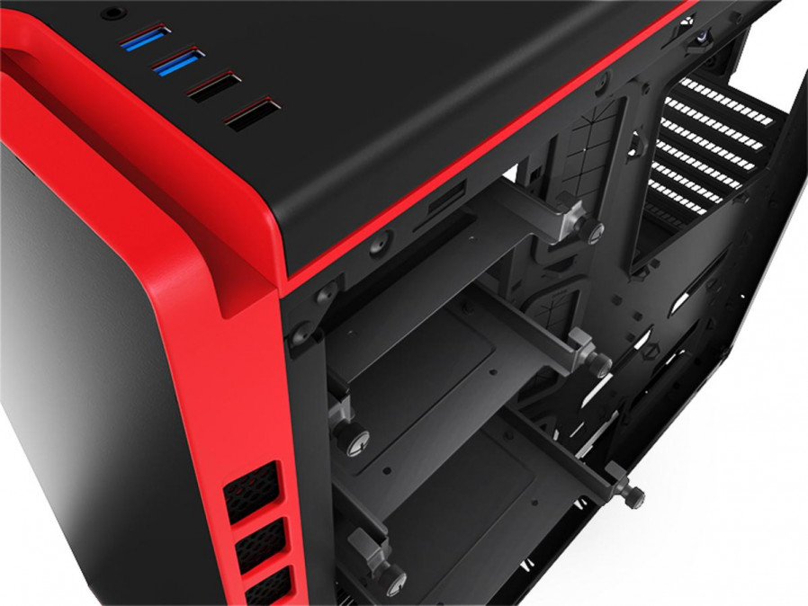 NZXT H440 Mid Tower Fekete-Vörös (Táp nélküli) ablakos ATX ház PC