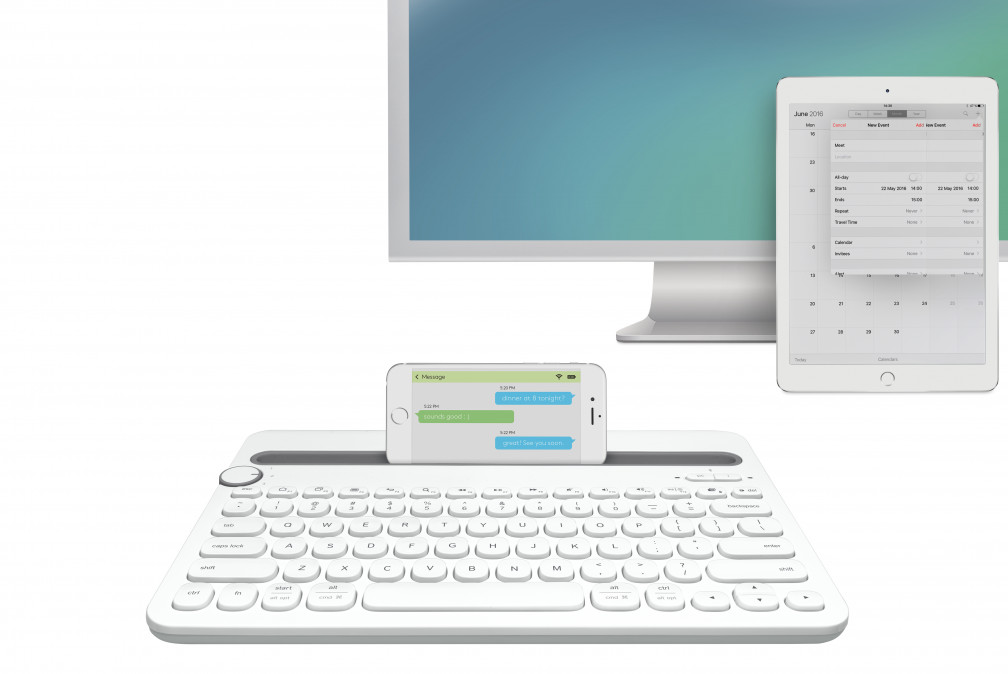 Logitech K480 Multi-device fehér Bluetooth US billentyűzet PC