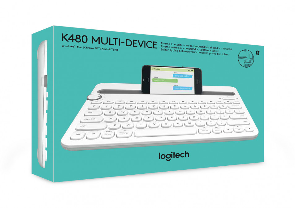 Logitech K480 Multi-device fehér Bluetooth US billentyűzet PC