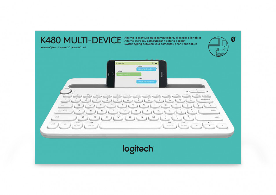 Logitech K480 Multi-device fehér Bluetooth US billentyűzet PC