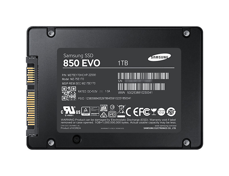 Samsung 1000GB SATA3 2,5" 850 EVO Basic (MZ-75E1T0B/EU) SSD PC