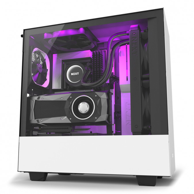 NZXT H500I Fekete-Fehér (Táp nélküli) ablakos ATX ház PC