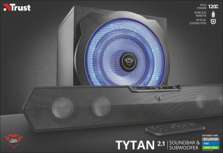 Trust GXT 668 Tytan 2.1 Soundbar Speaker Set jack 120W fa gamer hangszóró PC