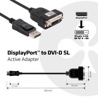 CLUB3D Displayport - DVI-D Single-Link active adapter PC
