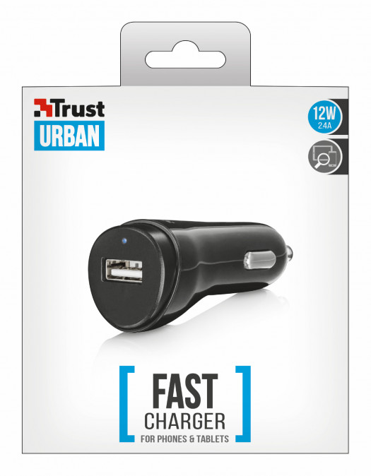 Trust 12W USB Gyors Autós töltő telefonokhoz és tabletekhez Mobil