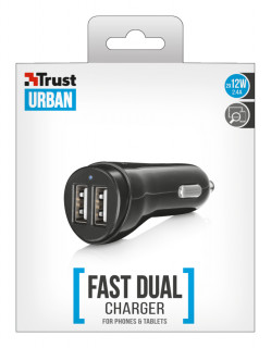 Trust 2x12W Dual USB Gyors autós töltő telefonokhoz és tabletekhez Mobil