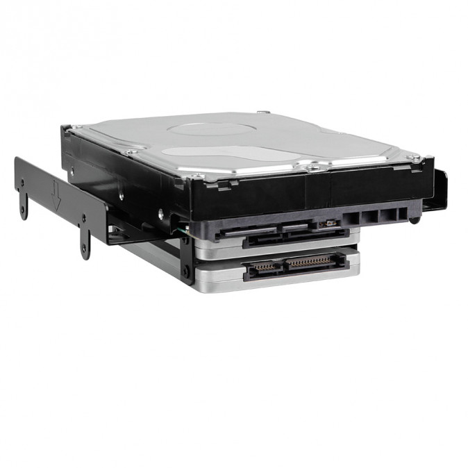 Sharkoon Beépíto Keret - 5.25" BayExtension Black (4x 2.5", vagy  1x 3.5" és 2x 2.5" HDD/SSD számára; 5,25" helyre) TV