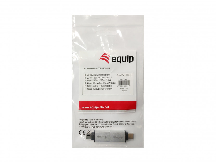 Equip Átalakító - 133473 (USB-C -> USB-A átalakító, apa/anya, ezüst) PC