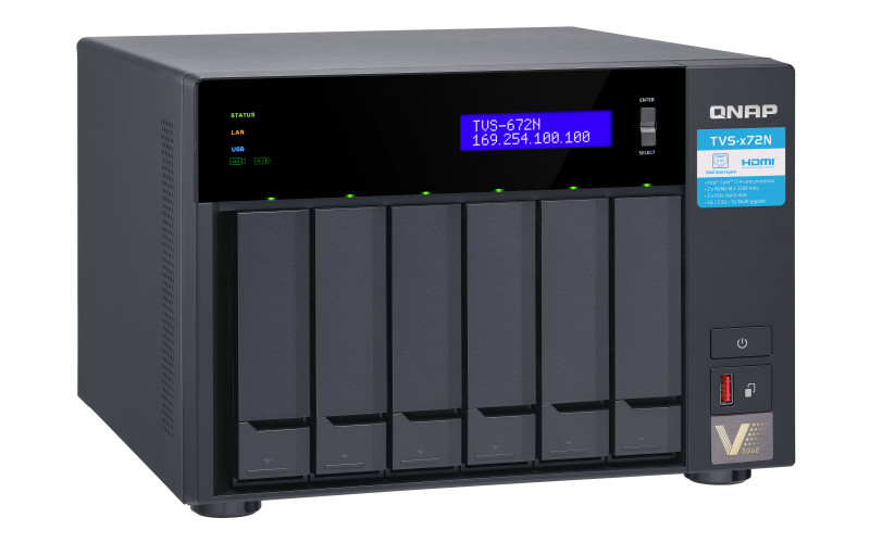 6-Bay NAS, Intel® Core™ i3-8100T 4-core 3.1 GHz Processor, 4GB DDR4 RAM (max 32G PC