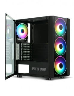 Spirit of Gamer Számítógépház - GHOST III (fekete, ablakos, 8x12cm ventilátor, ATX, mATX, 2xUSB3.0, 1xUSB2.0) PC