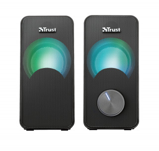 Trust Hangszóró 2.0 - Arys Compact RGB (6W RMS; hangerőszabályzó; 3,5mm jack; USB tápcsatlakozó; fekete, RGB) PC