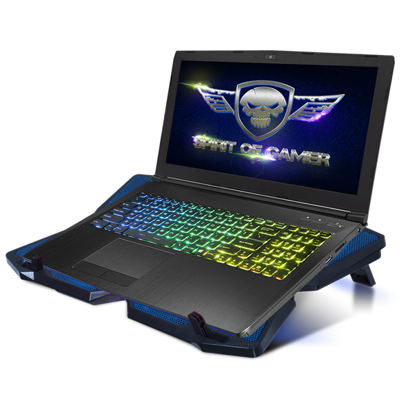 Spirit of Gamer Notebook Hűtőpad 17"-ig - AIRBLADE 500 Blue (25dB; max. 127,42 m3/h; 4x12cm, LED, 2xUSB2.0) PC