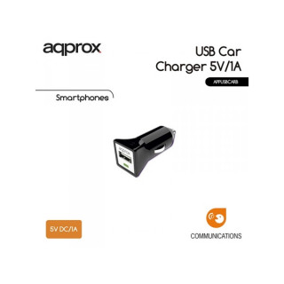 APPROX Telefon töltő autós - 1db USB2.0, 5V/1A, Fekete Otthon