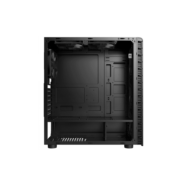 NJOY Számítógépház -  Vanguard (fekete, fekete belső, alsó táp, ablakos, 6x12cm, ATX, mATX, 2x USB3.0, 1x USB2.0) PC